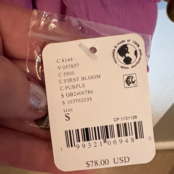 Free people free est size small Elegant Mauve Ruffle dress first bloom - Picture 2 of 9